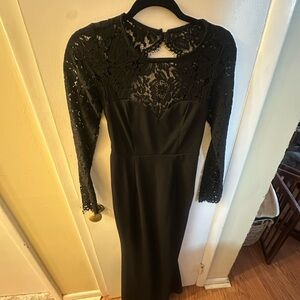 Lulu's Black Lace Long Sleeve Dress